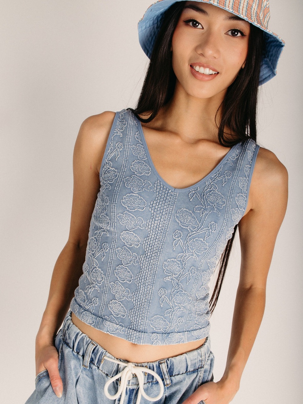 The Musgrove V-Neck Tank in Blue Floral